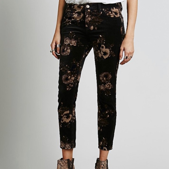 Free People Denim - • Free People • Floral Butterfly Velvet Jeans 28